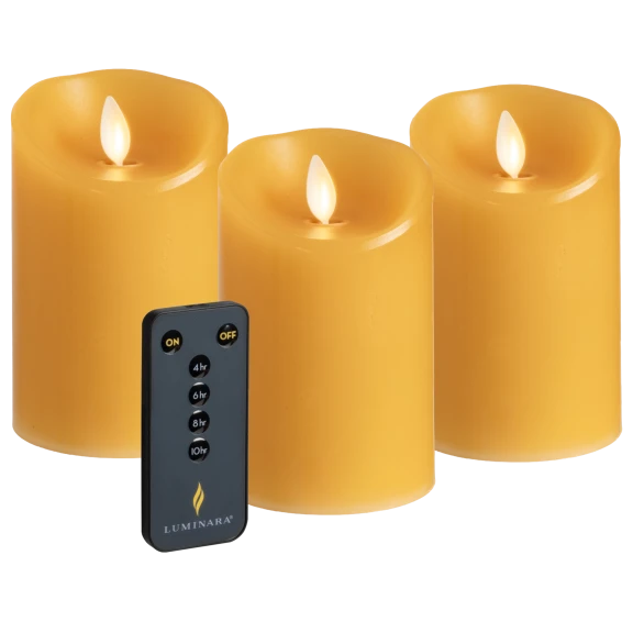 3-Pack: Luminara Flameless 4.5" Pillar Candles with Remote