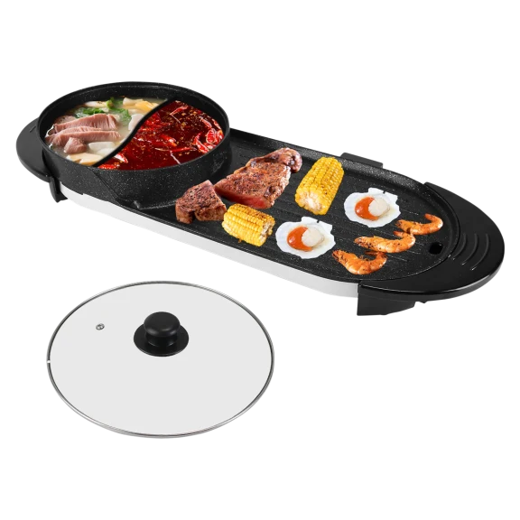 Fresh Fab Finds 2-In-1 Electric 2200W Non-Stick Hot Pot & Grill Cooker