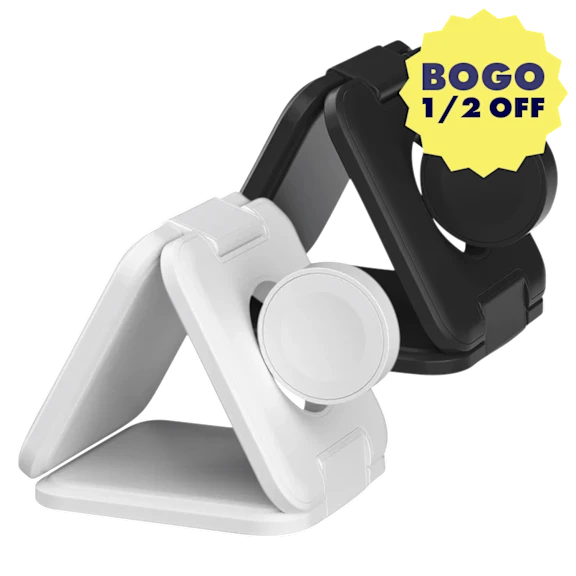 LAX Gadgets MagSafe Compatible Foldable Wireless 3-In-1 Charging Stand