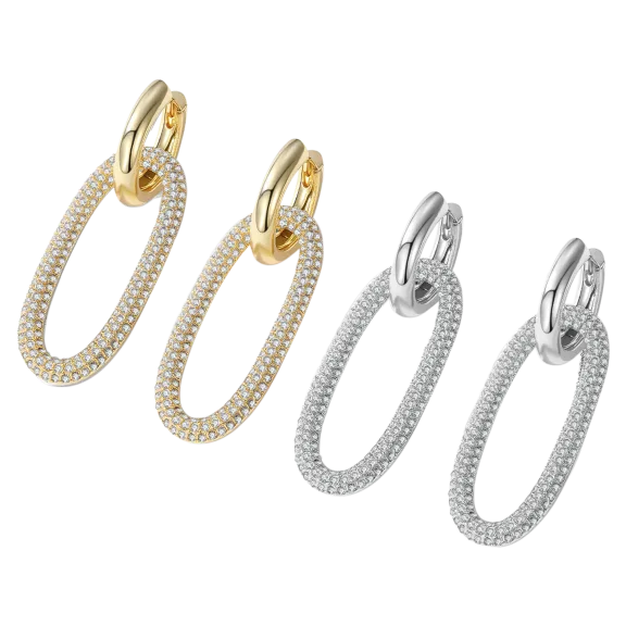 Rachel Glauber Lustrous Elegance Oval Drop Earrings