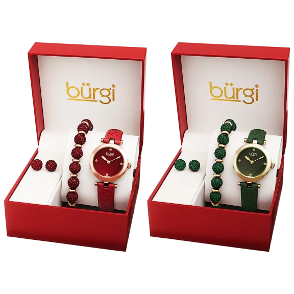 Burgi Women's Earrings, Crystal Bracelet, Diamond Argyle Watch Fashion Gift Set