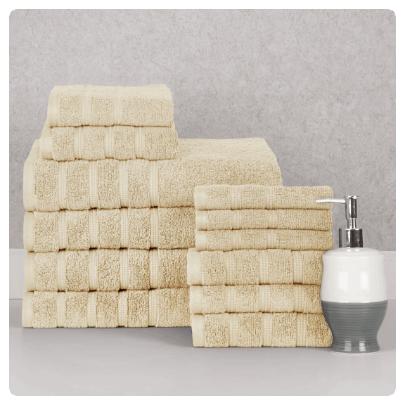 Bibb Home 12-Piece Zero Twist Egyptian Cotton Towel Set