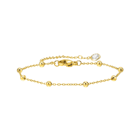 Hollywood Sensation 18k Gold Plated Gold Beaded Link Bracelet