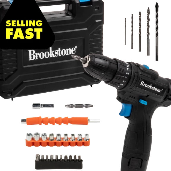 Brookstone 12-Volt Power Drill with Accessories