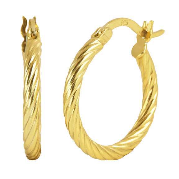 Savvy Cie 18K Gold Plated Italian Design Fluted Hoop Earrings