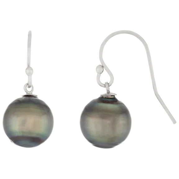 Splendid Pearls Genuine Black Tahitian Pearl Earrings