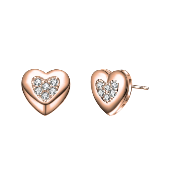 Rachel Glauber Lovely Heart Cubic Zirconia Stud Earrings