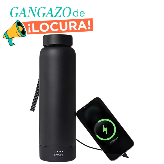 TYLT Botella Térmica de 24 oz con Power Bank Inalámbrico de 5700mAh