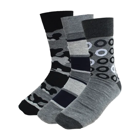 Ivory + Mason Men's 3-Pack Grey & Black Dress Socks