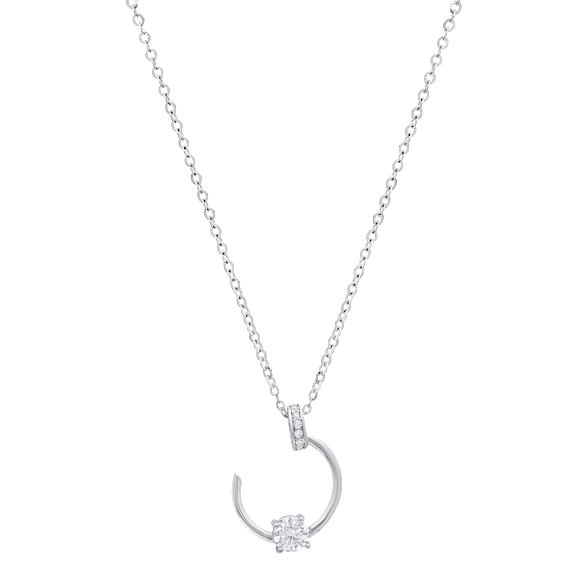 Saffron 1.0 Carat TW Moissanite Arc Pendant Sterling Silver Necklace