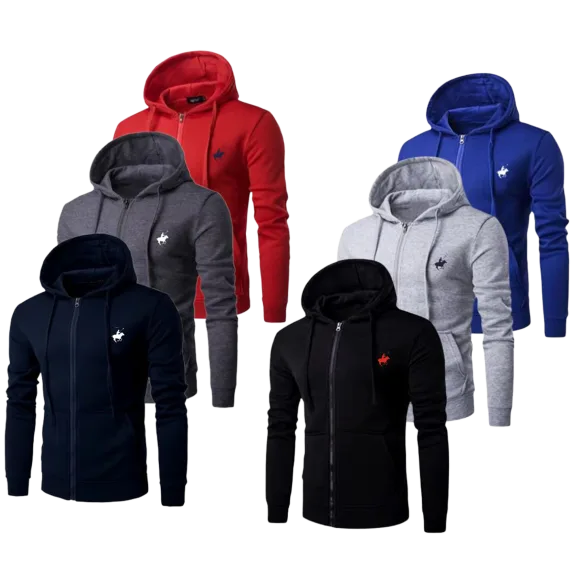 3-Pack: Nextex Pacific Polo Club Men's Full-Zip Fleece Hoodies