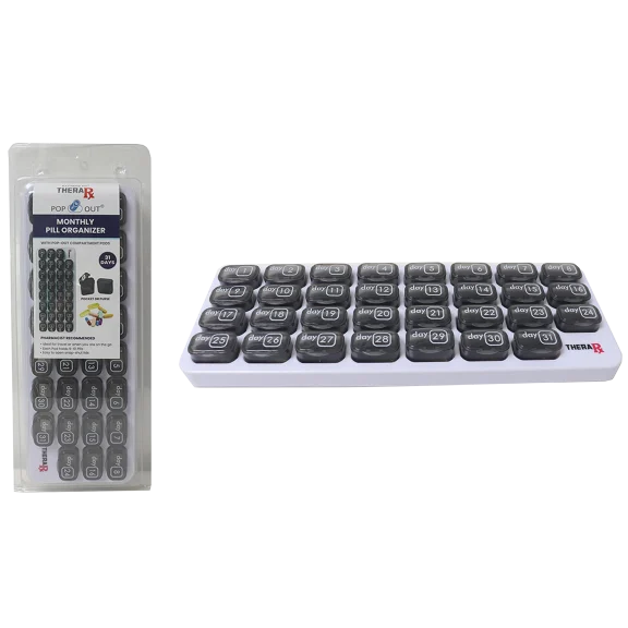 Thera Rx 31-Day Monthly Medicine And Vitamin Organizer With Large Removable Pods