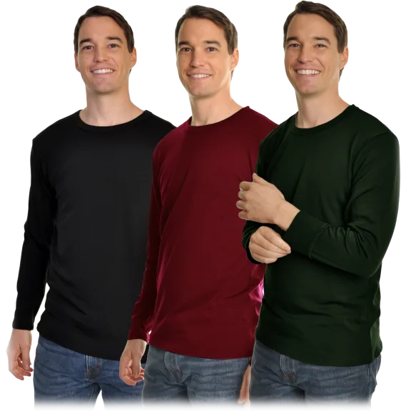 3-Pack: Swan Men's Fleece-Lined Thermal Long Sleeve Tops