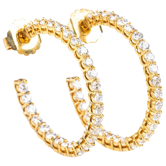 Kenneth Jay Lane 6 Carat TW Round CZ Inside-out Hoop Earrings