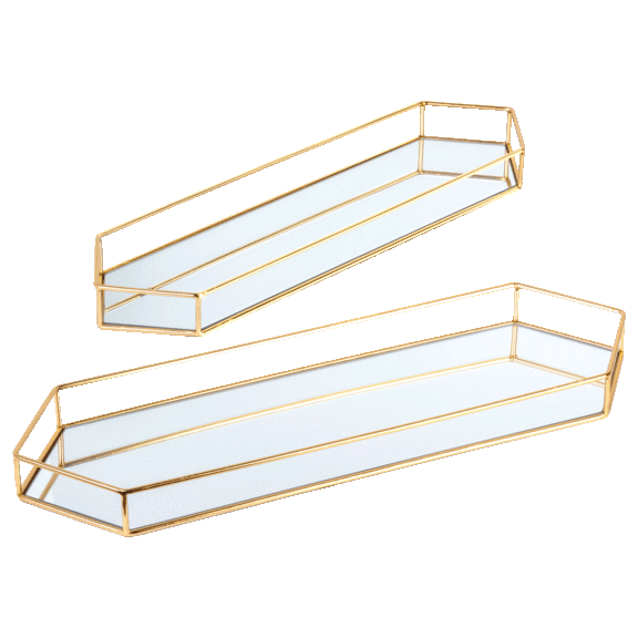 Luxe by Rachel Zoe Set of 2 Large and Small Mirrored Trays