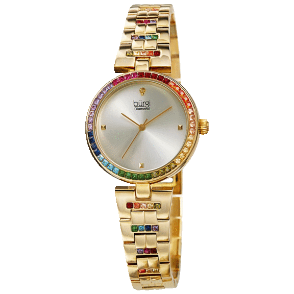 Burgi Women's Rich Crystal and Diamond Bracelet Watch