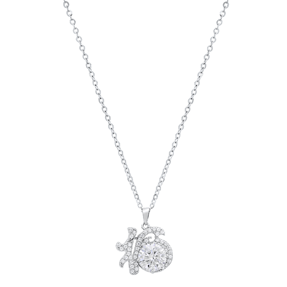 Saffron 1.0 Carat TW Moissanite Pendant Sterling Silver, 16" Necklace