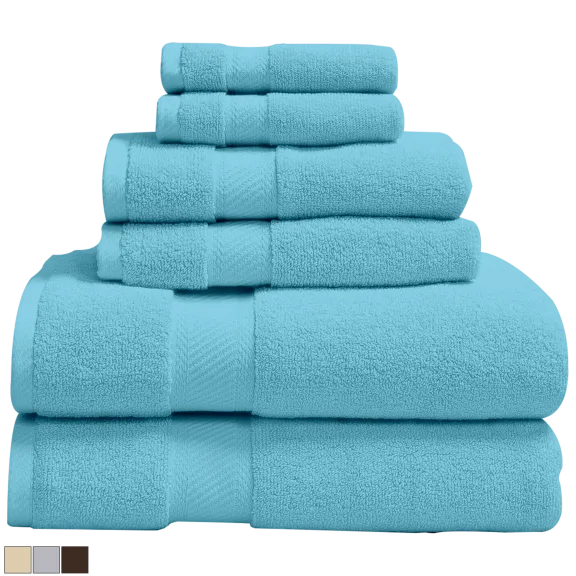 Luxury Home 100% Organic Cotton 6-Piece Bath Towel Set