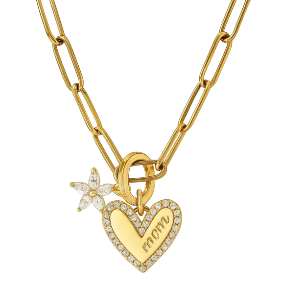 Hollywood Sensation Bloom Mom Heart Necklace
