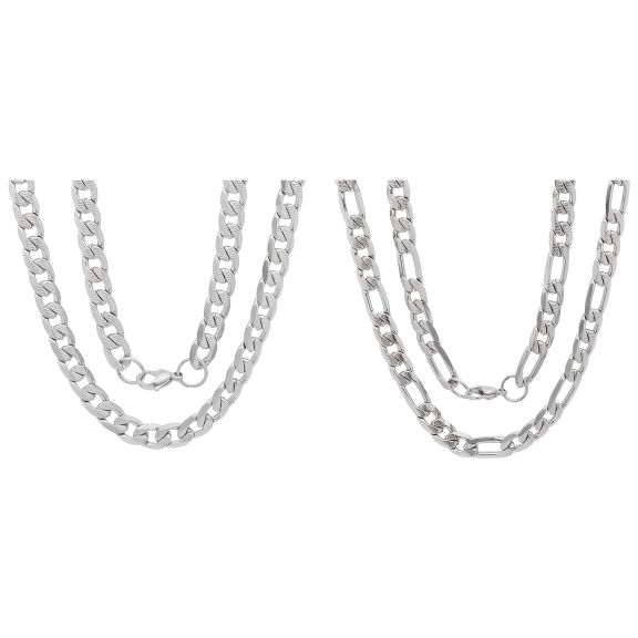 Paquete de 2: Steeltime Collares Para Hombre, Figaro y Cubano Con Detalles