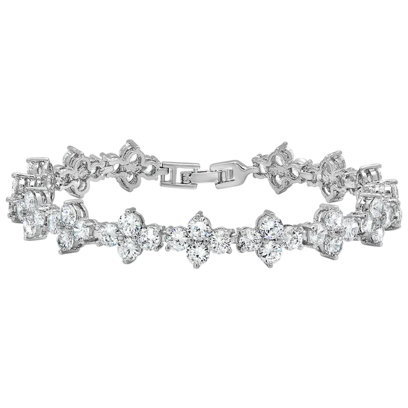 18K White Gold Simulated Diamond Tennis Bracelet
