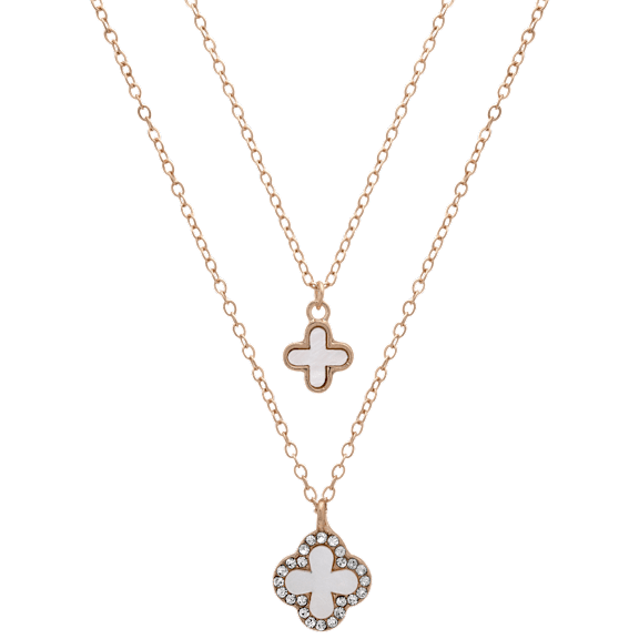 Saffron Clover Pendant Necklace with Mini Clover Charm