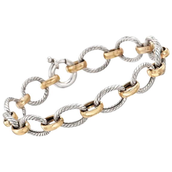 Golden NYC Silver & Gold Tone Wire Mesh Tone Men's Bracelet