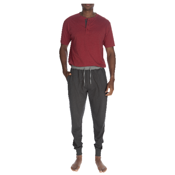 Unsimply Stitched Men's Short Sleeve Henley & Jogger Loungewear Set