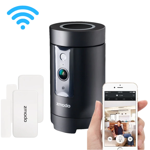 Zmodo Pivot 1080p 360 Degree WiFi Camera with Smarthub and Bonus Window Sensors