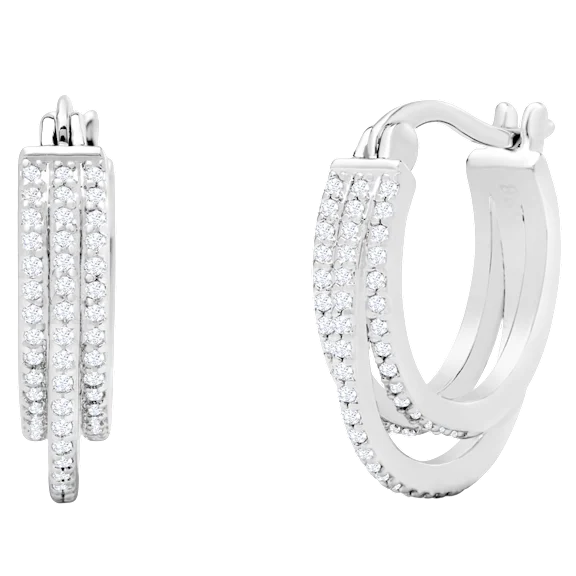 Jaclyn Smith 1/2 Carat Triple Sparkling Moissanite Hoop Earrings