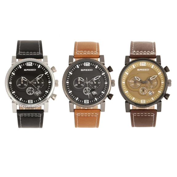 Breed Ryker Chronograph Leather-Band Watches