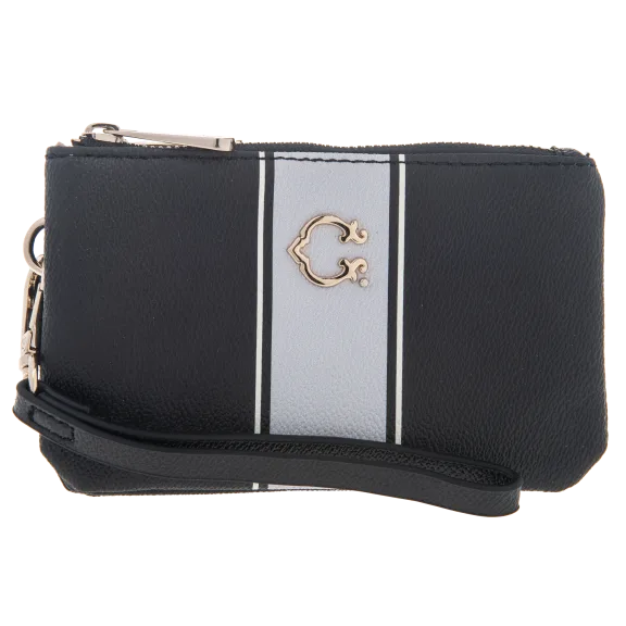 Black & Neutral Stripe Pattern Palmer Double Zip Wristlet by C. Wonder
