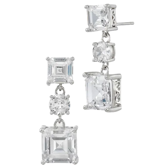 Savvy Cie Step Cut Cubic Zirconia drop Earrings