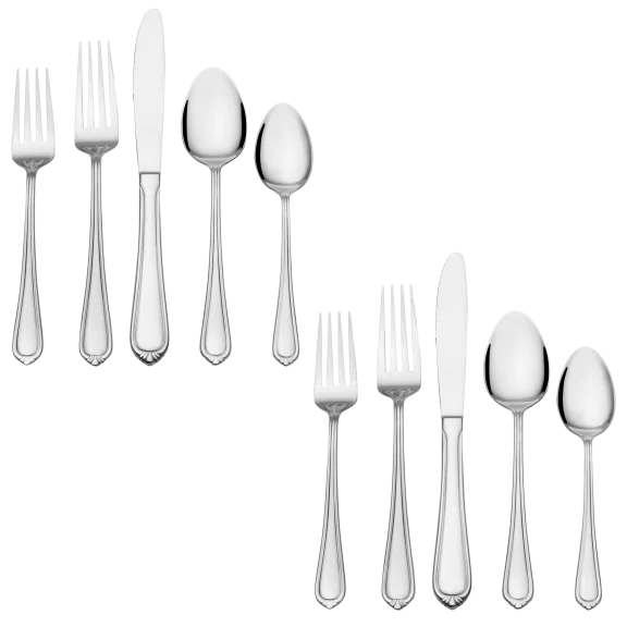 2-Pack: Gourmet Basics Yvonne 20-Piece Flatware Sets