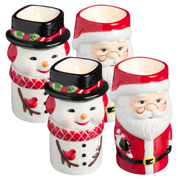 4-Pack: Flameless Christmas Candle Set (Snowman & Santa)