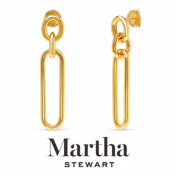 Martha Stewart 2" Beaded Gold Hoop Earrings