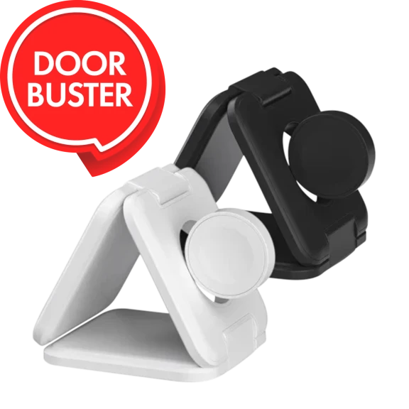 LAX Gadgets MagSafe Compatible Foldable Wireless 3-In-1 Charging Stand
