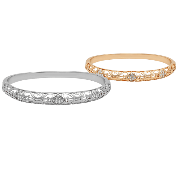 18K Simulated Diamond Royal Filigree Bangle