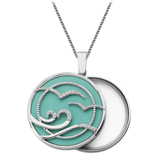 Lux Vue Magnifying Glass & Mirror Silver Pendant Necklace