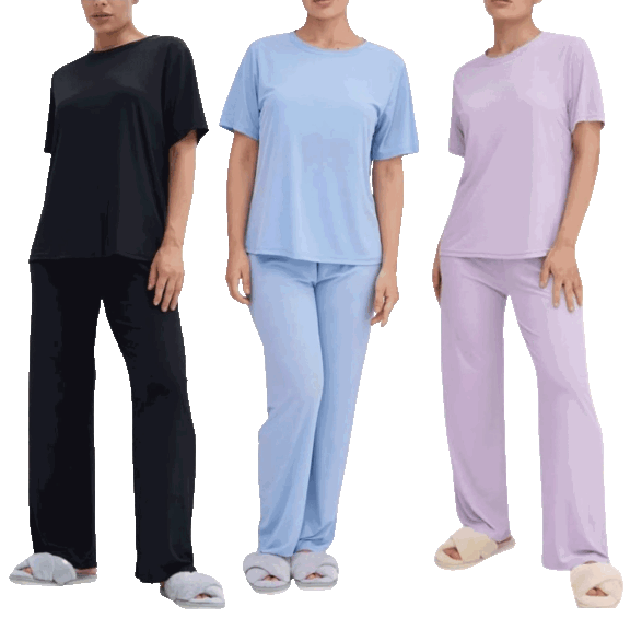 3-Pack: Talmont Women's Silky Short Sleeve Pajama Sets