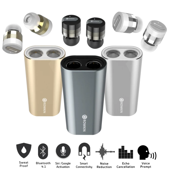SideDeal Rowkin Bit Charge Stereo Wireless Bluetooth Earbuds with Earhooks