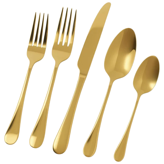 Roberts & Belk 45-Piece Camden Gold Flatware Set