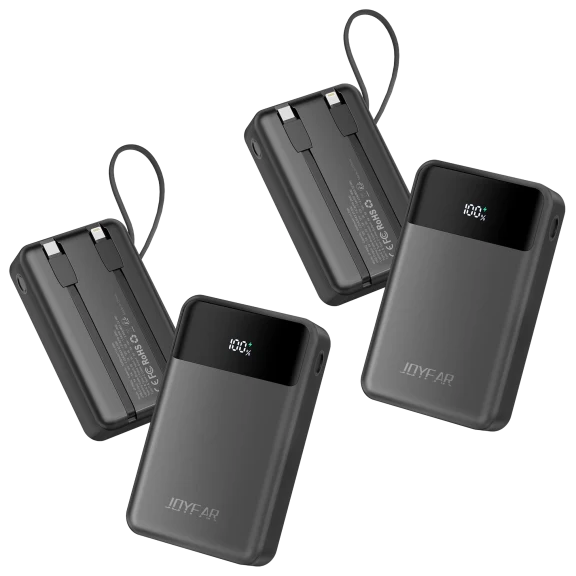 Paquete de 2: PowerBank Portátil JOYFAR de 30,000mAh con 2 Cables Integrados