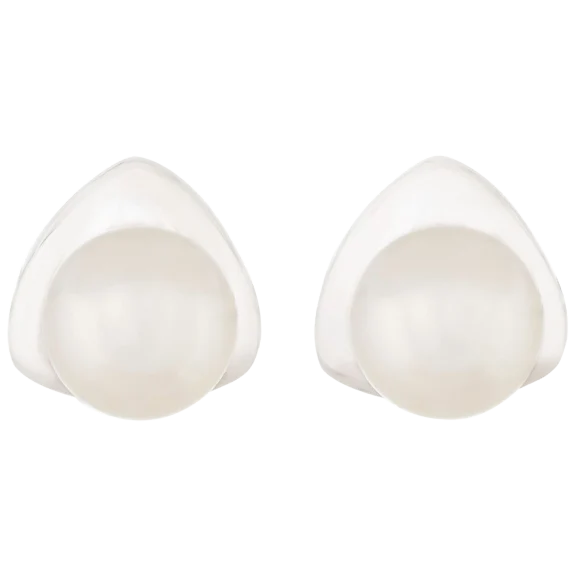 Splendid Pearls Accented White Freshwater Pearl Stud Earrings