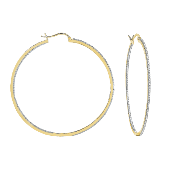 Rachel Glauber Simulated Diamond Slim Hoop Earrings 14k Gold Plated