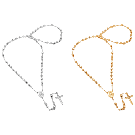 2-Pack: Steeltime Beaded Rosary Necklaces