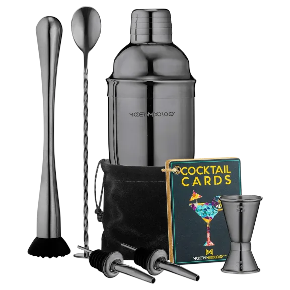 Mixology 8-Piece Black Stainless Barware Tool Set