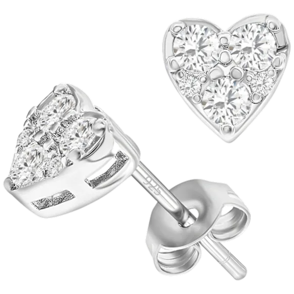 Donatello Gian Tri Stone Heart Stud Earrings