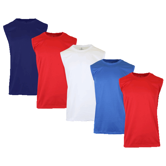 5-Pack: Galaxy by Harvic Men's Moisture Wicking Performance Muscle Tee