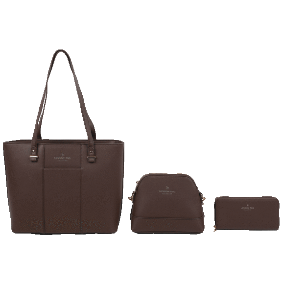 London Fog 3-Piece Vegan Leather Tote Set